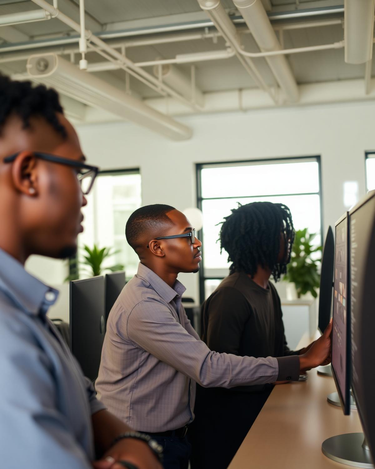 A product team reviewing work on a screen